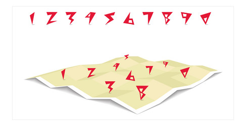 Template set numbers and gps navigation map vector