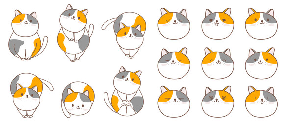 Cute cartoon cat character collection vector