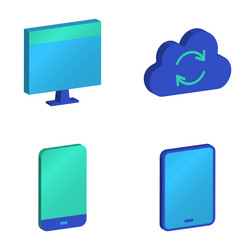 digital devices isometric icon set vector