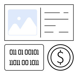 digital payment concept with binary code image vector image