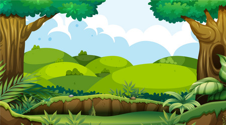 A beautiful green nature landscape background Vector Image