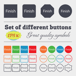 Finish sign icon power button big set of colorful vector