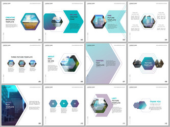 Minimal brochure templates with colorful hexagonal vector