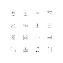 Network and database simple linear icons set vector