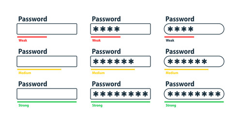 password weak medium and strong user data vector image