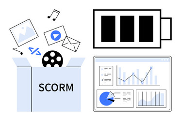 scorm package with multimedia and analytics vector image