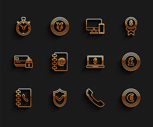 set line address book shield with check mark vector image