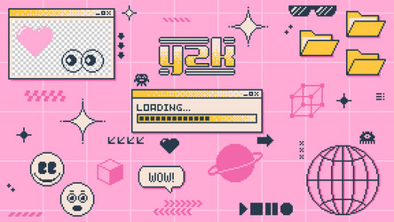 y2k banner computer pc desktop interface vector image