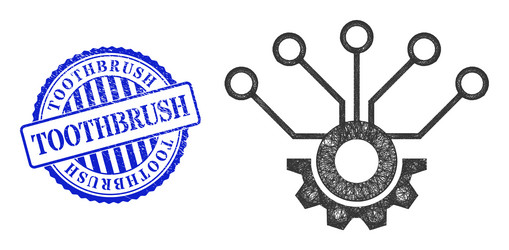 distress toothbrush stamp seal and net sensor vector image