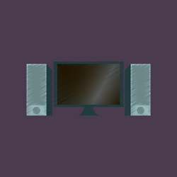 Flat shading style icon computer monitor vector