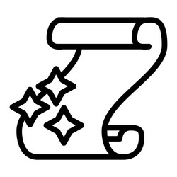Magic scroll line icon folio with a spell vector