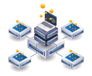management business blockchain server technology vector image
