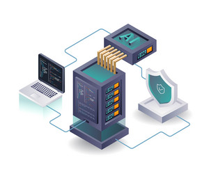 optimizing cloud server security with ai solutions vector image