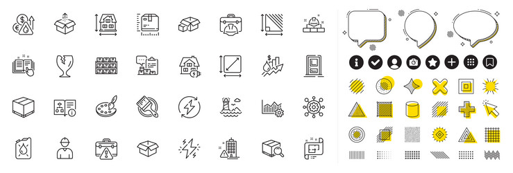 set of send box warning briefcase and search vector image
