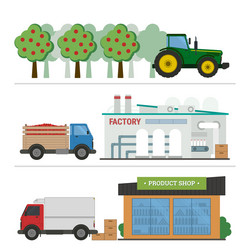 stages of production and processing juice vector image