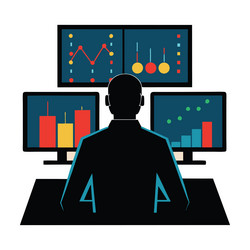 a stock trader analyzing the graph of growth vector image
