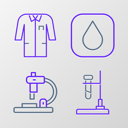 set line test tube flask on fire microscope vector image