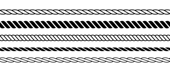 Set of repeating rope pattern seamless hemp cord vector