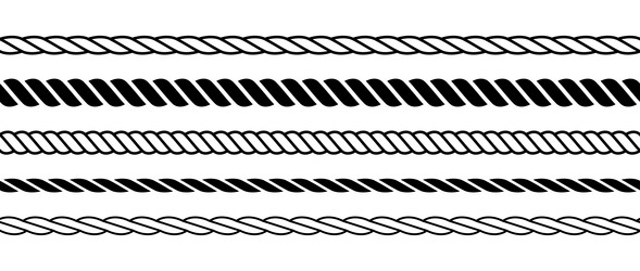 Set of repeating rope pattern seamless hemp cord vector