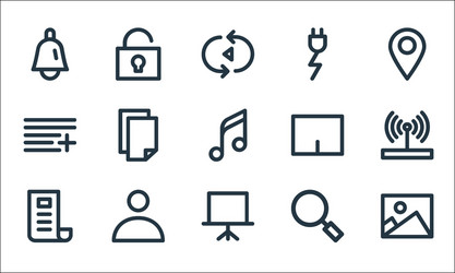 user interface line icons linear set quality vector image
