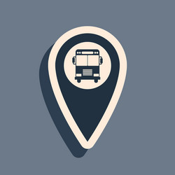 black map pointer with bus icon isolated on grey vector image