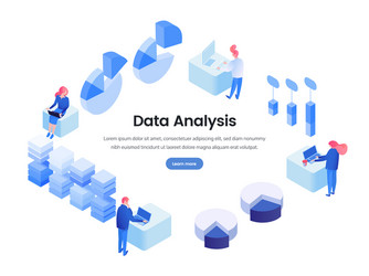 data business analysis isometric landing page vector