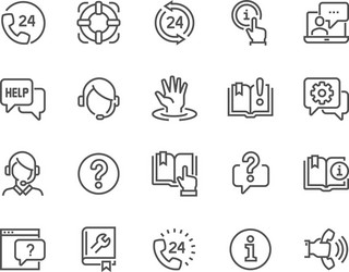 Help & Support Line Icons vector image
