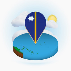 Isometric round map nauru and point marker vector