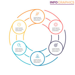linear infographics chart with 6 steps options vector image