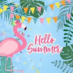 Pink Flamingo Summer Tropical Background Vector Image