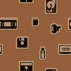 seamless background with data storage icons vector image