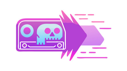skull with abstract digital arrow icon cyberpunk vector image