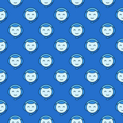 chatbot head with headset colored seamless pattern vector