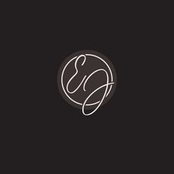 Initials ej logo monogram with simple circle line vector