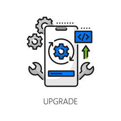 mobile application develop and upgrade line icon vector image