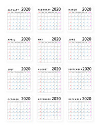 mockup simple calendar layout for 2020 year week vector image