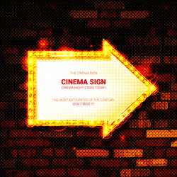 retro lightbox in arrow shape template with red vector image