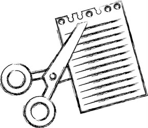 Scissors cut with notebook sheet vector