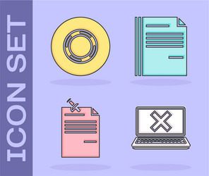 set laptop and cross mark on screen scotch note vector image