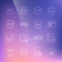 set line cloud 5g network server micro sim card vector image