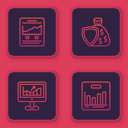 set line website with growth graph computer vector image