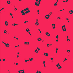 set old key eye scan and on seamless pattern vector image
