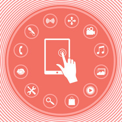 touch screen tablet with click hand graphic vector image