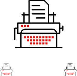 Typewriter typing document publish bold and thin vector