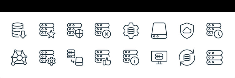 work office server line icons linear set quality vector image