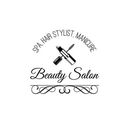 beauty salon label mascara for eyelashes lipstick Vector Image