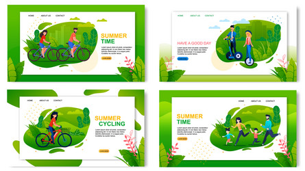 landing page set advertising healthy vacation vector