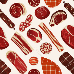 meat products pattern seamless print of various vector image