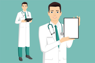 medical doctor with digital tablet vector