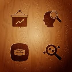 set search data analysis board with graph pie vector image